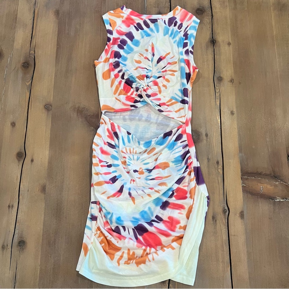 Vibrant Tie-Dye Sleeveless Cut Out Bodycon Dress